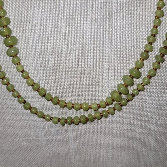 Cookie Lee Long Green Beaded Necklace 48" Copper Accent Lobster Clasp - Picture 3 of 5